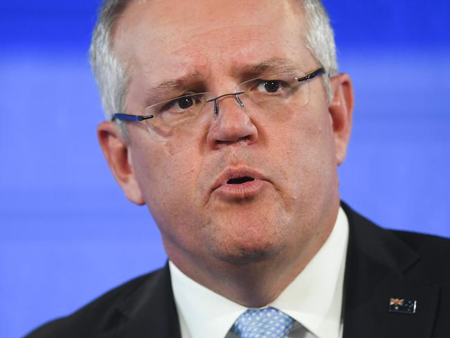 Australian Prime Minister Scott Morrison addresses the National Press Club in Canberra, Tuesday, May 26, 2019. (AAP Image/Lukas Coch) NO ARCHIVING