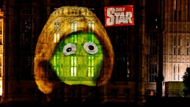 Liz the Lettuce was projected in lights on to parliament. Picture: Twitter