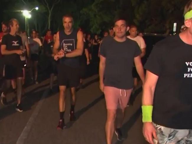 Sky News reporter Joel Philp joined Mr Malinauskas on his weekly Wednesday morning run. Picture: Supplied/Sky News