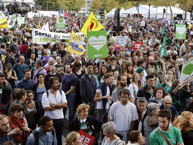 French connection ... Climate protesters in Paris. Picture: Francois Guillot/AFP