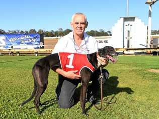 RACING AHEAD: Bundaberg Race Club vice-president John Watts with Sharp Azz El in 2017. Picture: Paul Donaldson BUN160917DOG4