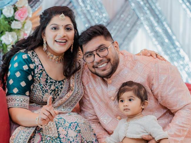 Friendly Grocer Slade Point owners Kush Hariya and Dhwani Visariya with their daughter Zoe. Photo: Contributed