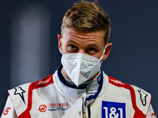 BAHRAIN, BAHRAIN - MARCH 27: Mick Schumacher of Germany and Haas F1 looks on during qualifying ahead of the F1 Grand Prix of Bahrain at Bahrain International Circuit on March 27, 2021 in Bahrain, Bahrain. (Photo by Mark Thompson/Getty Images)