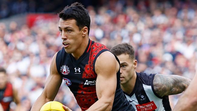 Dylan Shiel remains an important midfielder for the Bombers and hopes to be match-ready by their season opener on March 16. Picture: Dylan Burns / Getty Images