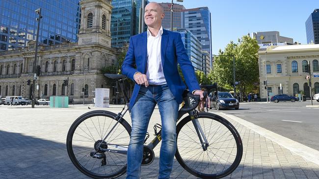 Tour Down Under race director Stuart O'Grady poses for a portrait at Victoria Square in Adelaide, Tuesday, December 2, 2019. (AAP Image/Roy Vandervegt) NO ARCHIVING