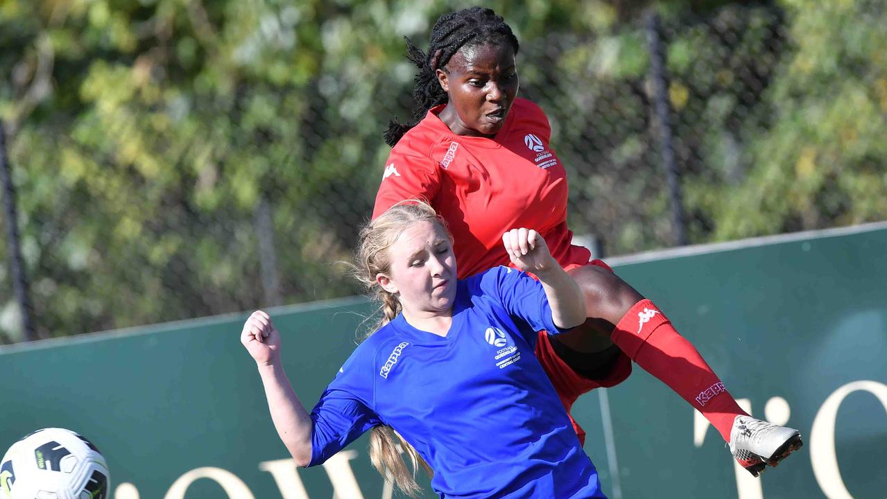 Football Queensland Community Cup carnival, Maroochydore. U15-17 girls, Metro South V Central Coast. Picture: Patrick Woods.