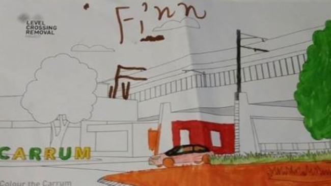 Children were asked to colour-in the new design for the Carrum Railway Station after the level crossing removal.