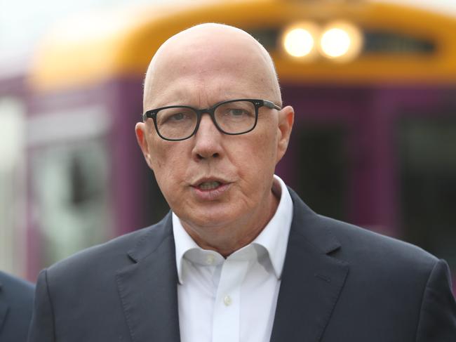 The Leader of the Opposition Peter Dutton holds a press conference in Frankston with Senator Bridget McKenzie and Liberal Party candidate for the Dunkley by election, Nathan Conroy. Friday, January 2, 2024. Picture: David Crosling