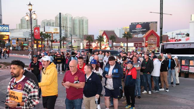 Fans wait to get in to Fox League's NRL Las Vegas Launch at Resorts World Las Vegas. Picture: Getty Images