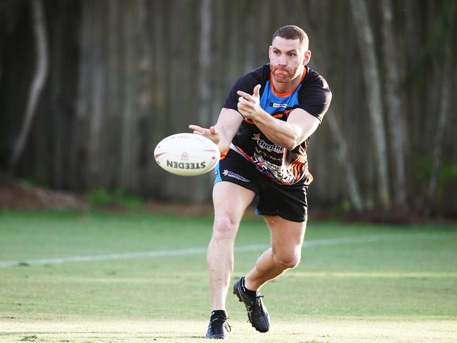 The Northern Pride's Colin Wilkie trains with teammates ahead of the club's first trial game of 2018, against Mackay in Townsville. Picture: BRENDAN RADKE