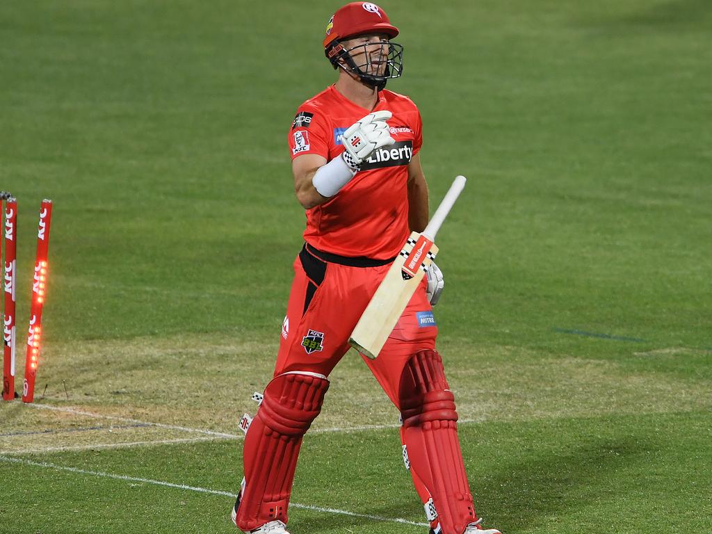 Shaun Marsh tossed his bat away in disgust after falling for 13 from 17 balls.