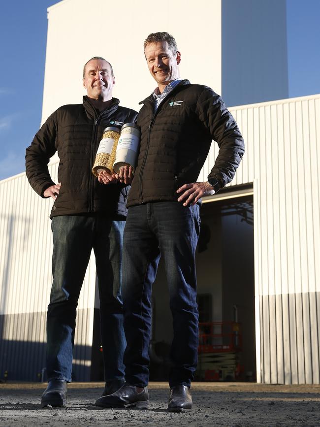 Australian Plant Proteins, founded by Brendan McKeegan (right) and Phil McFarlane (left), is spearheading the new industry in SA. Picture: Yuri Kouzmin/The Weekly Times