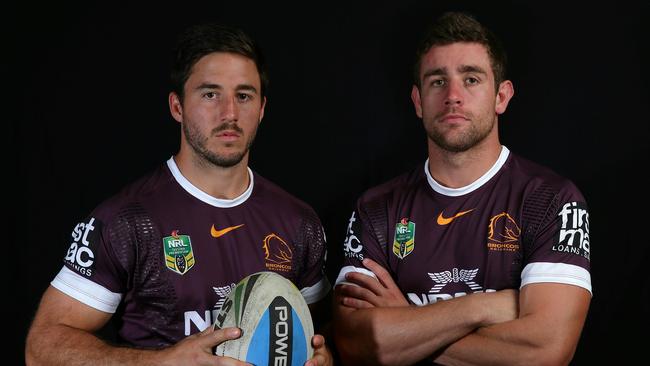 Contact Courier Mail Pic Desk Before Use....... Ben Hunt and Andrew McCullough. The Brisbane Broncos media call at Red Hill. Pic Peter Wallis