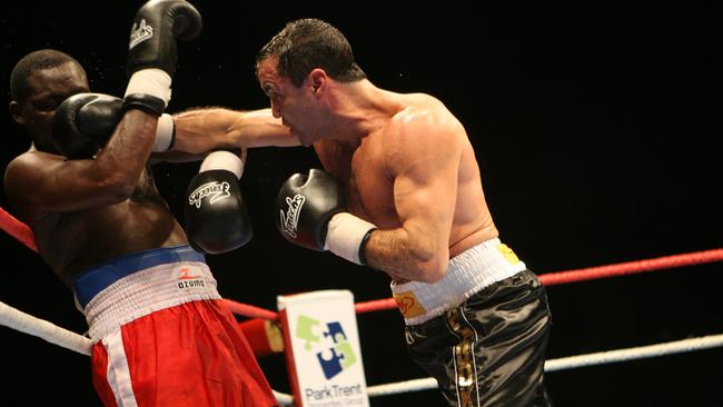 Fenech in action against Azumah Nelson ion 2008.