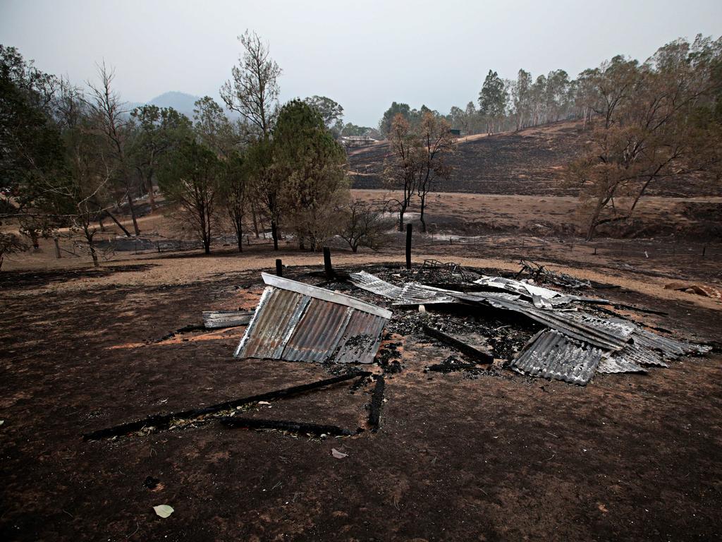 Wytaliba's fire devastated cemetery on the 13th of November 2019. Bushfires ripped through the small community of Wytaliba on the 9th of November 2019. Photographer: Adam Yip