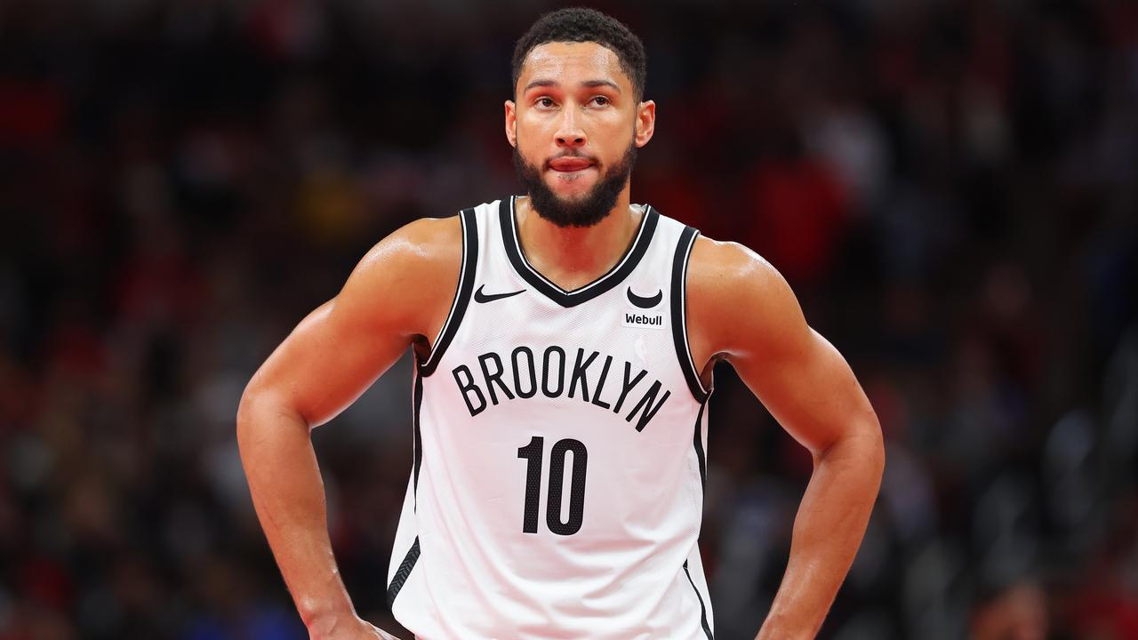 CHICAGO, ILLINOIS - NOVEMBER 03: Ben Simmons #10 of the Brooklyn Nets looks on against the Chicago Bulls in the second half of the NBA In-Season Tournament at the United Center on November 03, 2023 in Chicago, Illinois. NOTE TO USER: User expressly acknowledges and agrees that, by downloading and or using this photograph, User is consenting to the terms and conditions of the Getty Images License Agreement. (Photo by Michael Reaves/Getty Images)