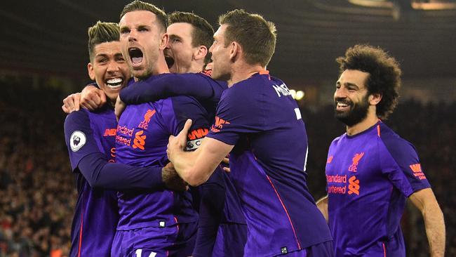 Jordan Henderson sealed the result. Picture: AFP
