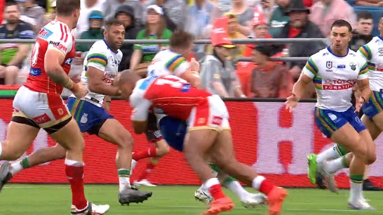 What a hit from Kaufusi. Photo: Fox Sports