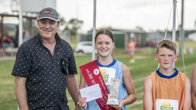 Adelaide Bailey wins the 300m final. Postle Gift in Pittsworth. Saturday, December 10, 2022. Picture: Nev Madsen.