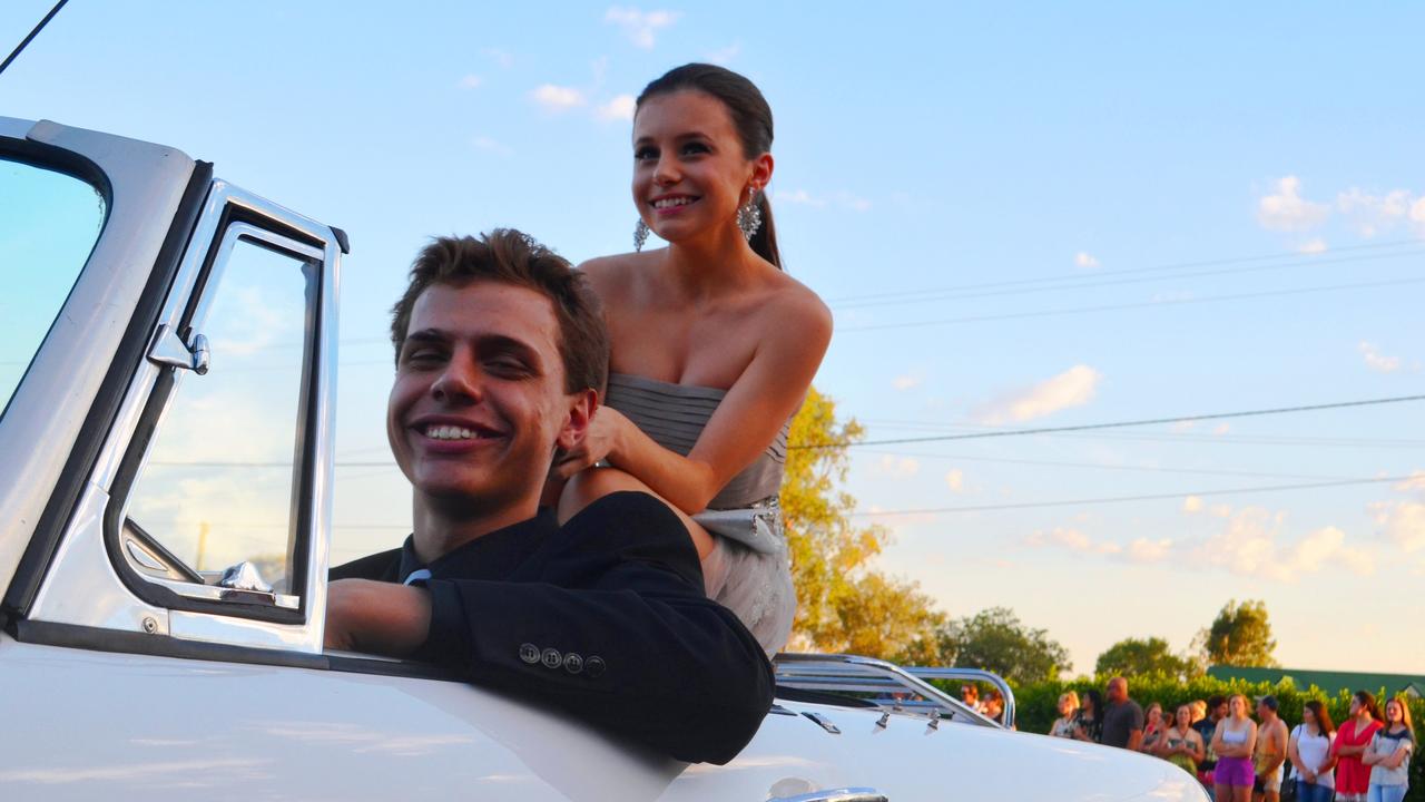 Zack Richters and Danielle Maiore enter in style at the Roma State College formal on Monday. Photo Tom Gillespie / The Western Star