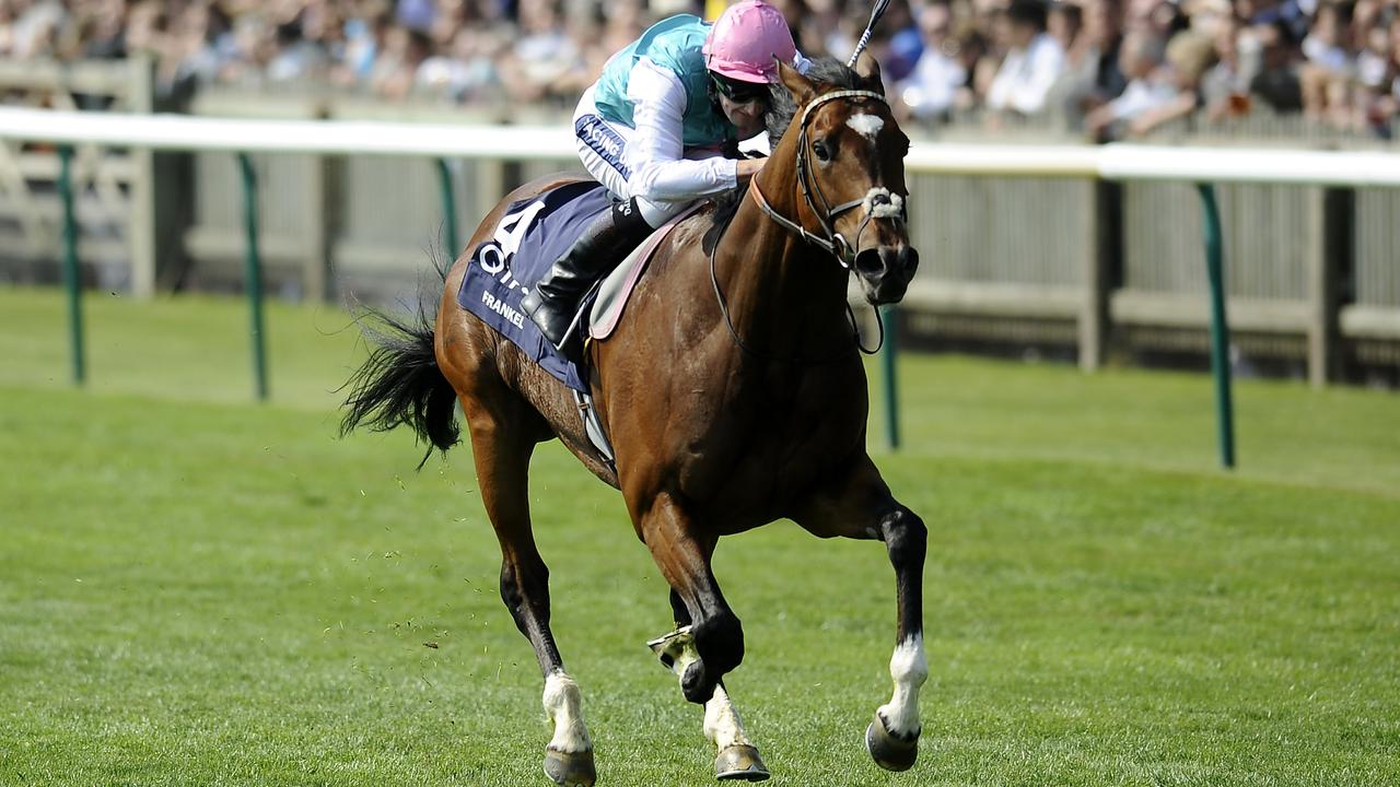 NEWMARKET, ENGLAND - APRIL 30: Tom Queally riding Frankel easily win The Qipco 2000 Guineas Stakes at Newmarket racecourse on April 30, 2011 in Newmarket, England. (Photo by Alan Crowhurst/ Getty Images)