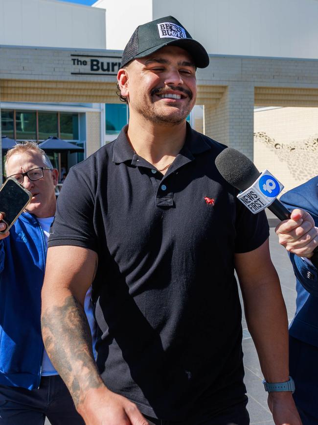 Latrell Mitchell leaves the South Sydney Rabbitohs HQ, at the Heffron Centre, Maroubra, today, after fronting the board. Picture: Justin Lloyd.