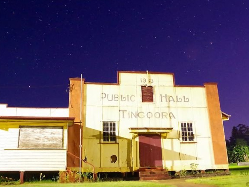 The Tingoora Hall at night. The old building will now be demolished, as saving it would be too expensive. Photo by Penny Kittel.