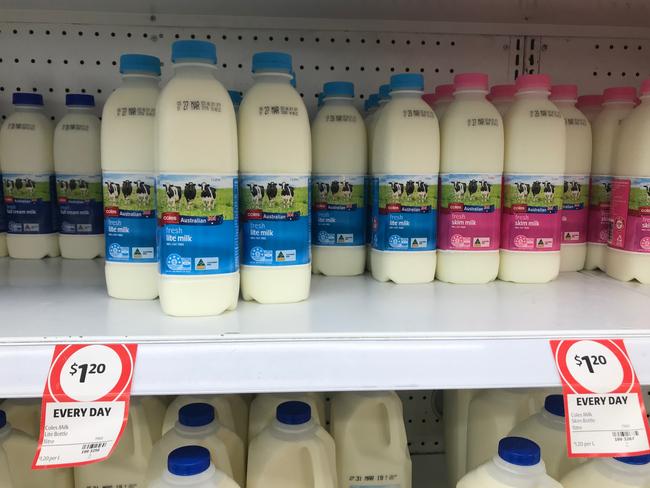 Coles had indicated that it would pass on the milk price rise to drought-stricken dairy farmers. Picture: Jeremy Piper