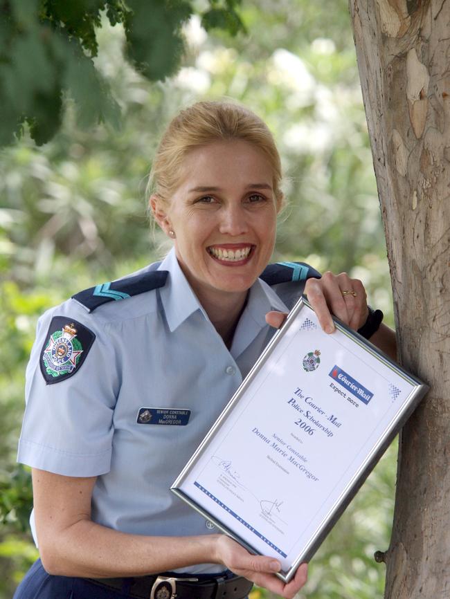 Donna MacGregor when she was a Senior Constable with the Queensland Police. Picture: Nathan Richter