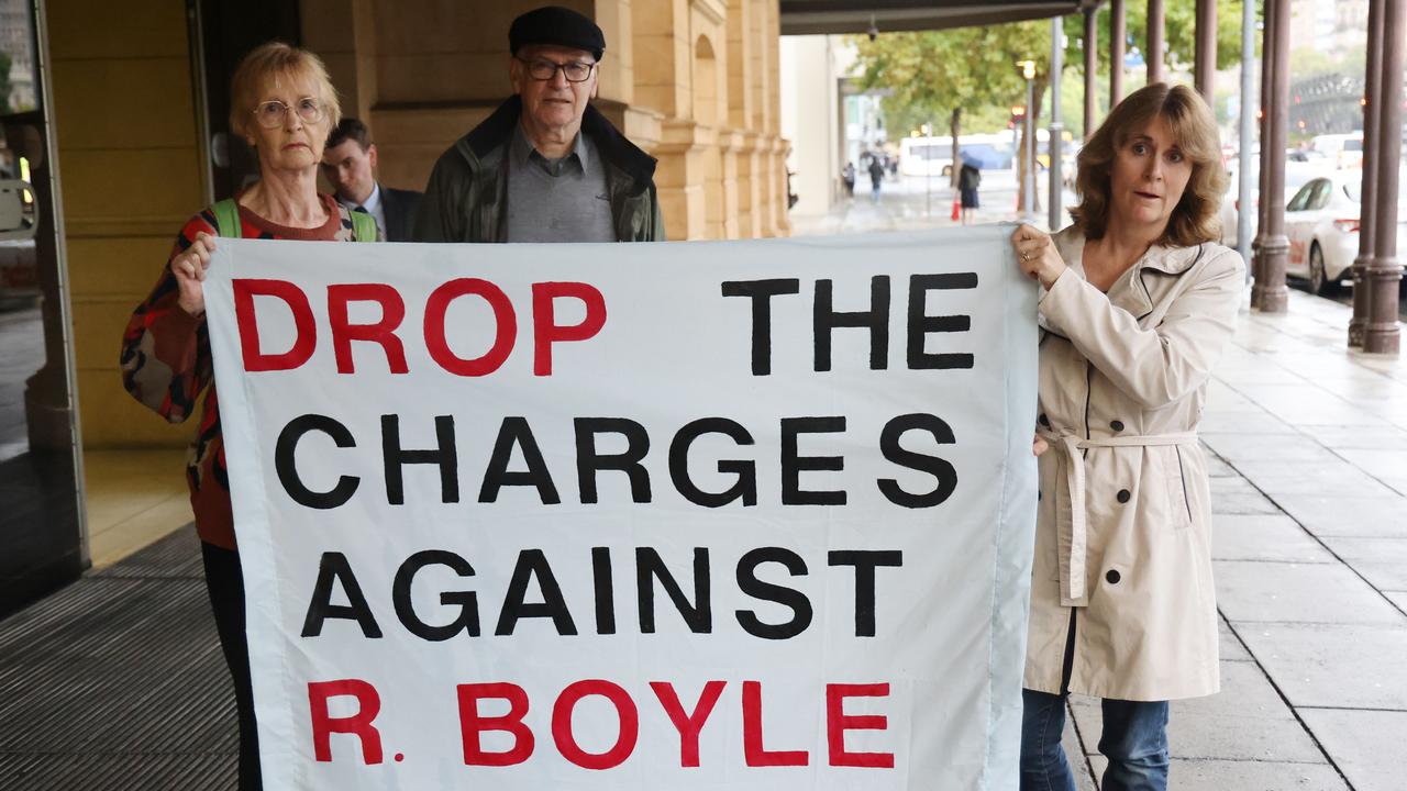 Sandra Kanck, with other supporters, outside court. Picture: NewsWire / David Mariuz