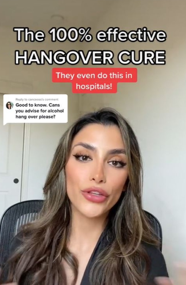 A US pharmacist has shared the hangover ‘cure’ she swears is ‘100 per cent effective’. Picture: TikTok/@thewellnesspharm