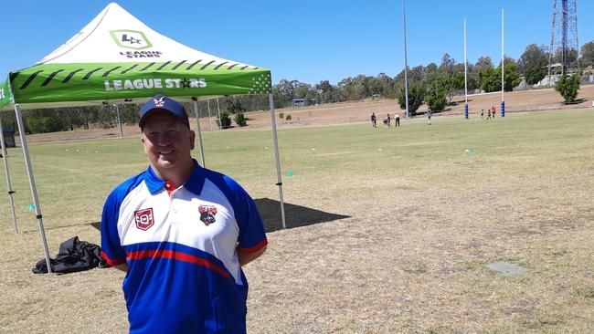 Redbank Plains Junior Rugby League Club chairman, coach and official Nathan Booth hopes to see more league stars of the future. Picture: David Lems