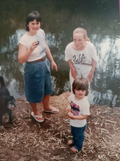 Farah Mak when she was young with her sister Ella and aunty Colleen South who is now missing. Picture: Supplied