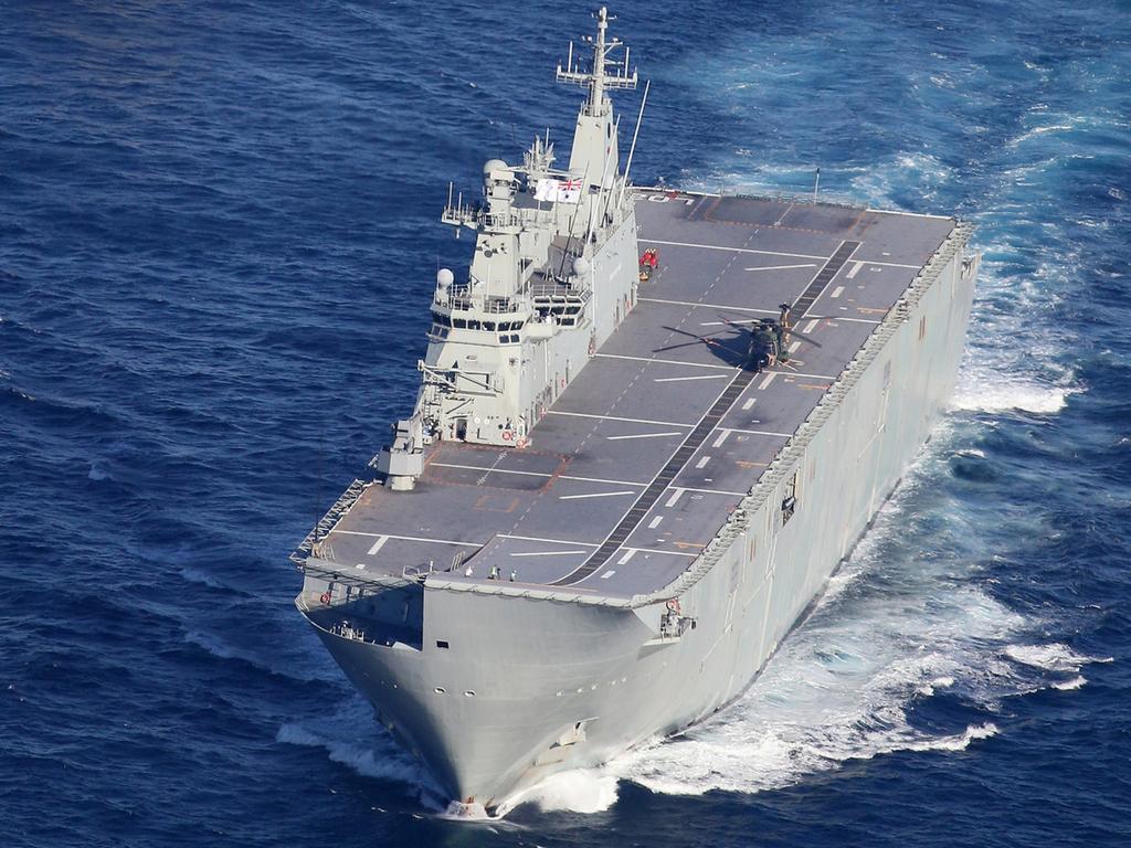 Australian warships such as the HMAS Canberra are allegedly being shadowed by Chinese vessels while they are in the South China Sea. Picture: Supplied