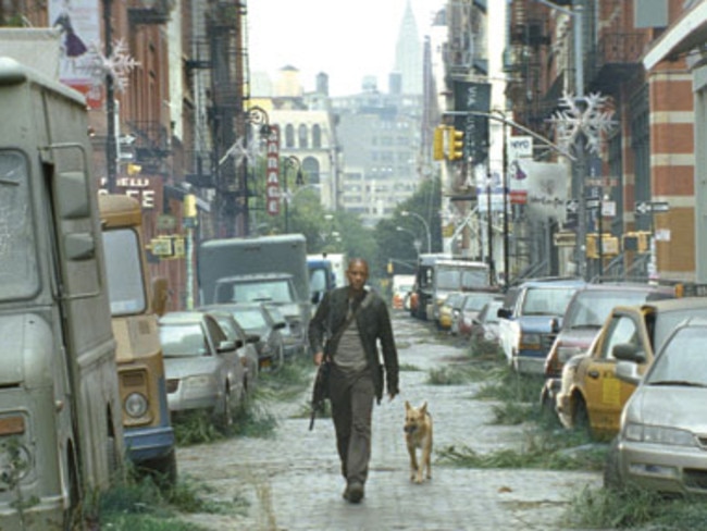 Will Smith in an apocalyptic scene from the movie,<i> I Am Legend</i>.