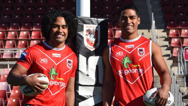 Dragons’ twin backs Max (left) and Mat Feagai will both compete for a starting spot in 2021.