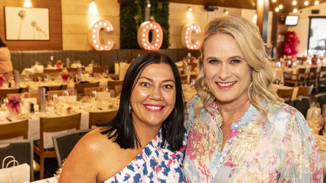 Brooke Johnson (left) and Alison Kennedy at Fitzy's Colour of Change luncheon raising funds for local breast cancer support, Thursday, May 26, 2022. Picture: Kevin Farmer