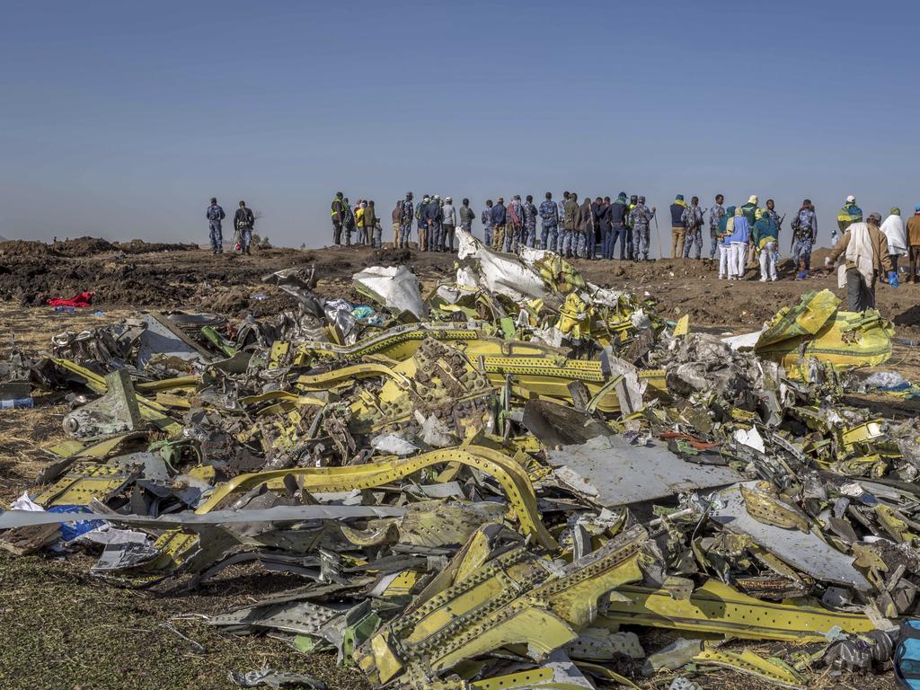 The crash site near Bishoftu, Ethiopia. Picture: AP/Mulugeta Ayene, File