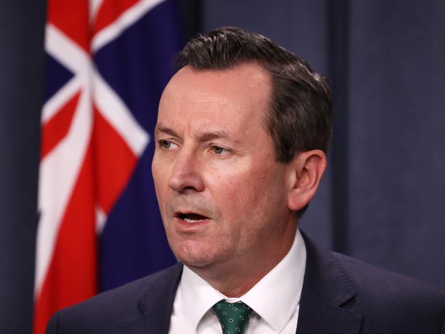 Politics. Premier Mark McGowan holds a Covid related press conference at Dumas House in West Perth. Picture Jackson Flindell The West Australian