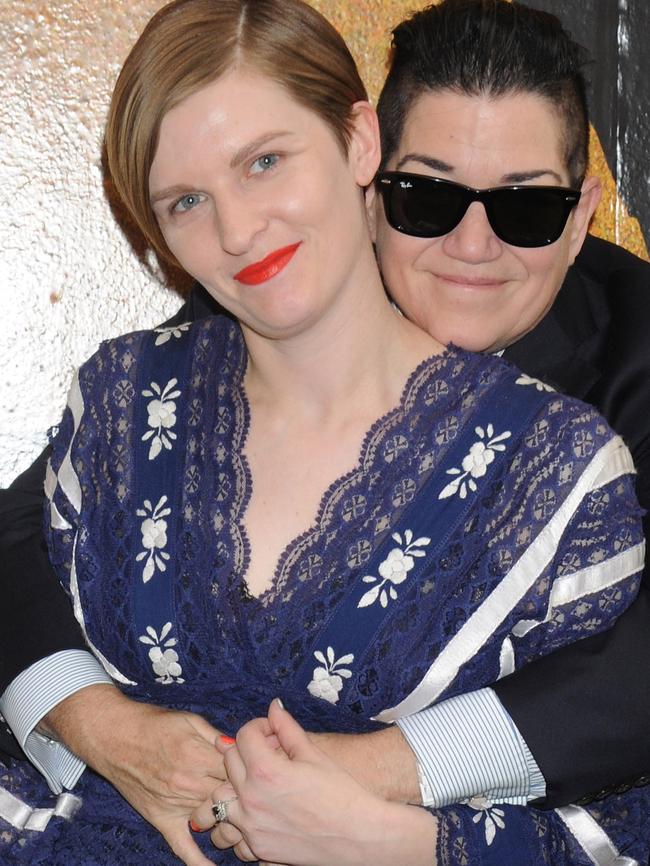 Chelsea Fairless and Lea DeLaria at the opening of the musical Hamilton. Picture: Splash