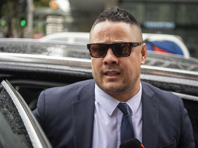 SYDNEY AUSTRALIA - NewsWire Photos, 6th APRIL , 2023: Former NRL star Jarryd Hayne found guilty of sexually assaulting a woman at her Newcastle home on grand final night in 2018 arrives at Downing Centre Court, Sydney for sentencing.Picture: NCA NewsWire/Simon Bullard