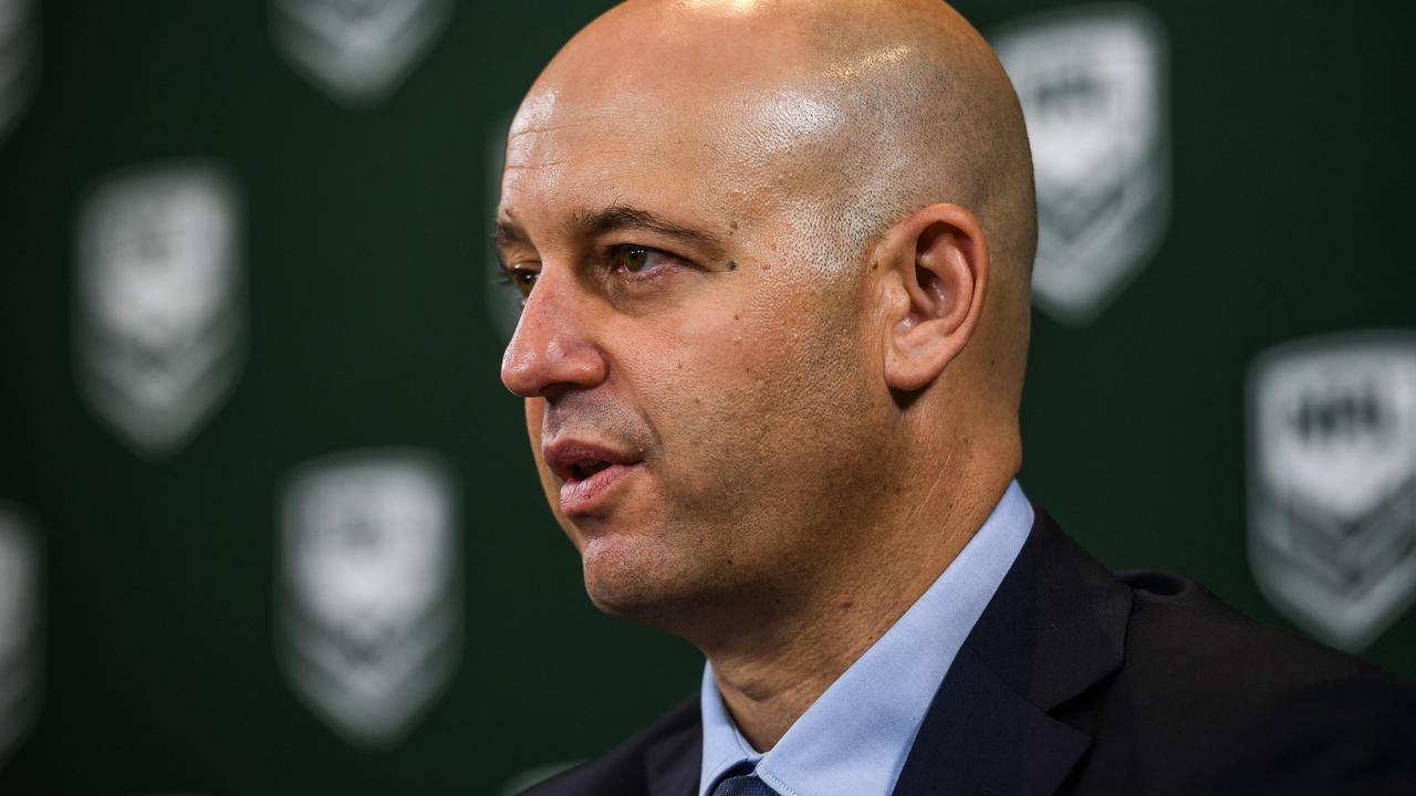 NRL CEO Todd Greenberg at a press conference for the Manly Warringah Sea Eagles Salary Cap in Sydney, Monday, March 26, 2018. (AAP Image/Brendan Esposito) NO ARCHIVING