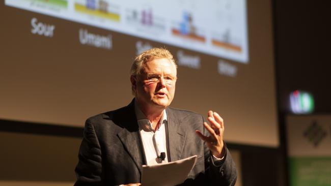 Professor Ole Mouritsen during his talk at the Hotel Grand Chancellor in Hobart. Picture: BRAD HARRIS