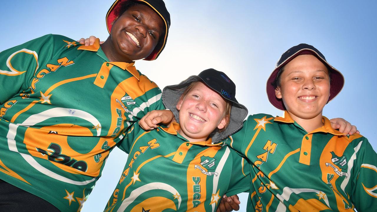 Year 6 students from Central State School, Georgina Whitehouse, Catherine Doyle and Zane Cavanagh.