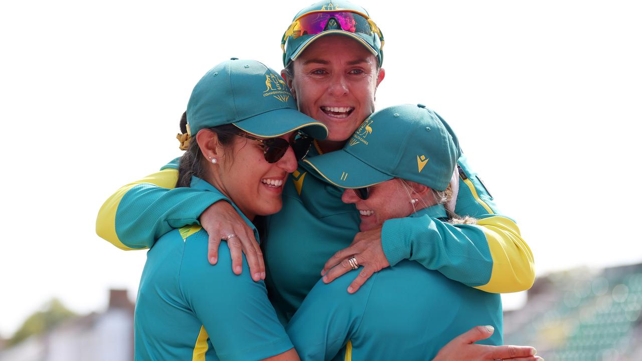 Ellen Ryan and Kristina Krstic celebrate with coach Karen Murphy Picture: Getty Images