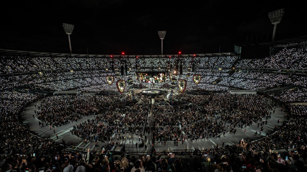 Ed Sheeran performs for 108,000 people at the MCG in Melbourne. Picture: Zak Walters