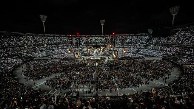 Ed Sheeran performs for 108,000 people at the MCG in Melbourne. Picture: Zak Walters