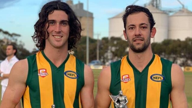 Charlie Helbig (left) has been a gun of the NEFL for multiple years. Picture: North Eastern Football League