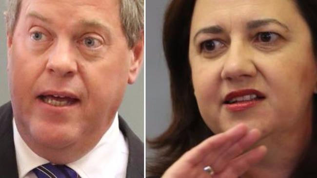 Tim Nicholls and Annastacia Palaszczuk. Picture: Annette Dew and Darren England