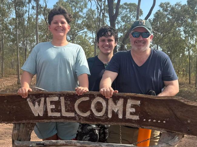 Oliver, Misha, and Isaac Hammond on a Dhipirri Lodge fishing charter.